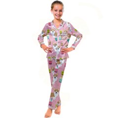 Kids  Satin Long Sleeve Pajamas Set 