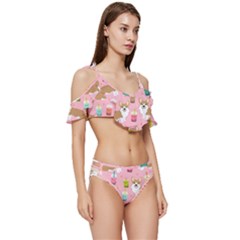 Ruffle Edge Tie Up Bikini Set	 