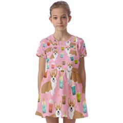 Kids  Short Sleeve Pinafore Style Dress 