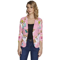 Women s One-Button 3/4 Sleeve Short Jacket 