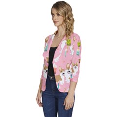 Women s One-Button 3/4 Sleeve Short Jacket 