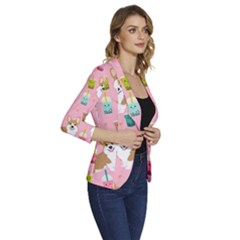 Women s One-Button 3/4 Sleeve Short Jacket 