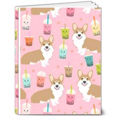 Corgi Bubble Boba Tea Pink Pattern 7  x 9  Hardcover Notebook from ArtsNow.com