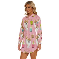 Womens Long Sleeve Shirt Dress 