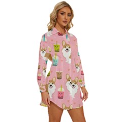 Womens Long Sleeve Shirt Dress 