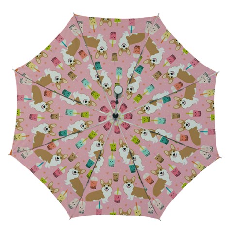 Corgi Bubble Boba Tea Pink Pattern Automatic Folding Umbrella with Case (Medium) from ArtsNow.com