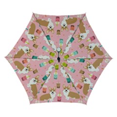 Corgi Bubble Boba Tea Pink Pattern Automatic Folding Umbrella with Case (Small) from ArtsNow.com