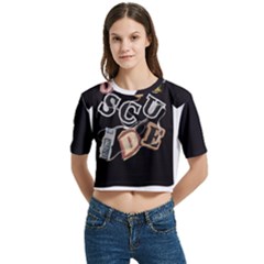 Women s Round Neck Short Sleeve Crop Top 