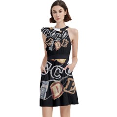 Cocktail Party Halter Sleeveless Dress With Pockets 