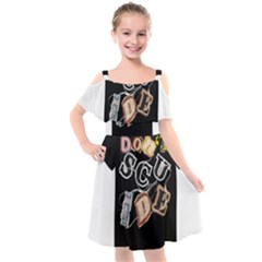 Kids  Cut Out Shoulders Chiffon Dress 