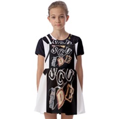 Kids  Short Sleeve Pinafore Style Dress 