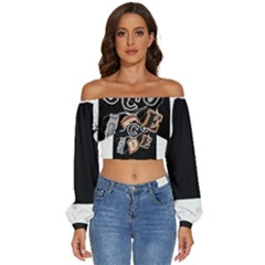 Long Sleeve Crinkled Weave Crop Top 