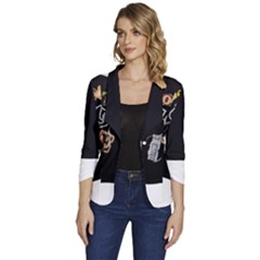 Women s One-Button 3/4 Sleeve Short Jacket 