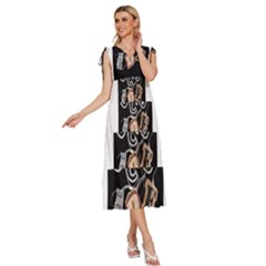 V-Neck Drawstring Shoulder Sleeveless Maxi Dress 