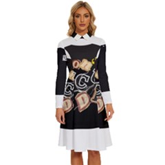 Long Sleeve Shirt Collar A-Line Dress 