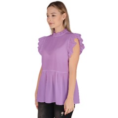 Ruffle Collar Short Sleeve Chiffon Top 