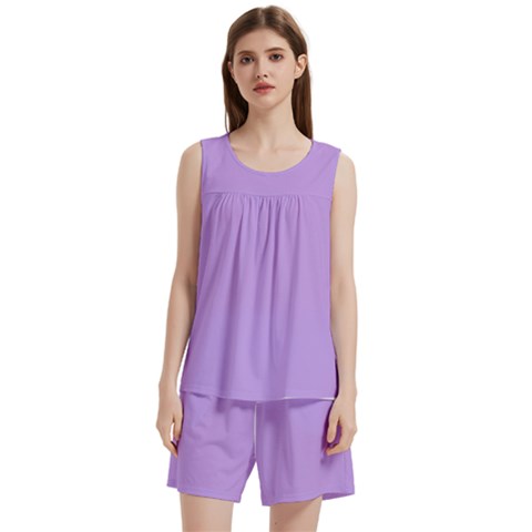 Luscious Lavender Hex #cca3e7 Sleeveless Cozy Lounge Set  from ArtsNow.com