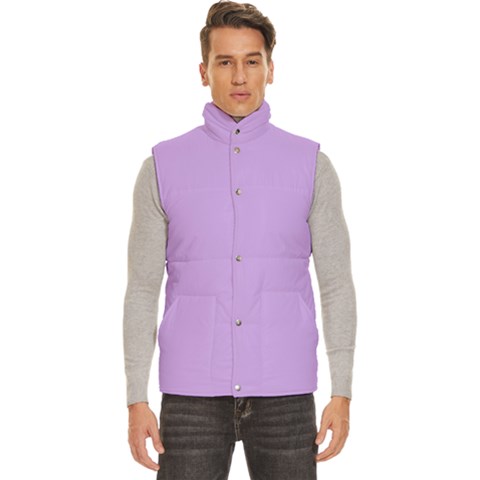 Luscious Lavender Hex #cca3e7 Men s High Neck Button Up Puffer Vest from ArtsNow.com