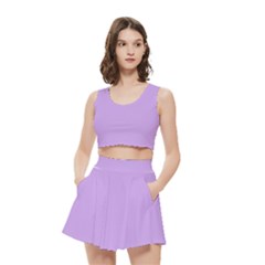 Luscious Lavender Hex #cca3e7 Women s Crop Top Pleated Skater Rave Skirt from ArtsNow.com