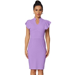 Vintage Frill Sleeve V-Neck Bodycon Dress 