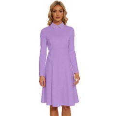 Long Sleeve Shirt Collar A-Line Dress 