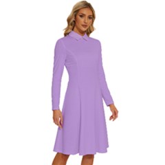 Long Sleeve Shirt Collar A-Line Dress 