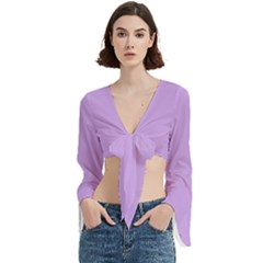 Luscious Lavender Hex #cca3e7 Trumpet Sleeve Cropped Top from ArtsNow.com