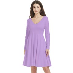 Long Sleeve V-neck skater dress with Pockets 