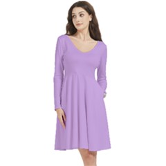 Long Sleeve V-neck skater dress with Pockets 