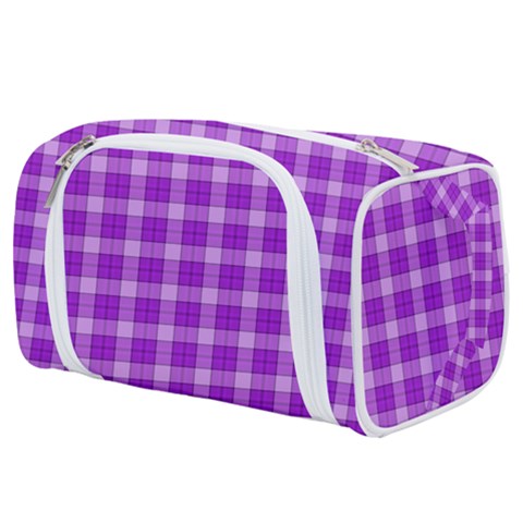 Purple Plaid Tartan 3 Toiletries Pouch from ArtsNow.com