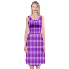 Purple Plaid Tartan 3 Midi Sleeveless Dress from ArtsNow.com