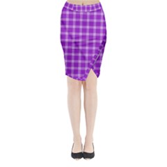 Purple Plaid Tartan 3 Midi Wrap Pencil Skirt from ArtsNow.com