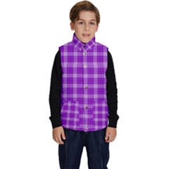 Purple Plaid Tartan 3 Kid s Button Up Puffer Vest from ArtsNow.com