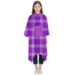 Purple Plaid Tartan 3 Kids  Hooded Rain Ponchos from ArtsNow.com