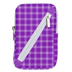 Purple Plaid Tartan 3 Belt Pouch Bag (Small) from ArtsNow.com