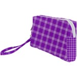 Purple Plaid Tartan 3 Wristlet Pouch Bag (Small)