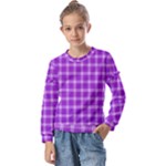 Purple Plaid Tartan 3 Kids  Long Sleeve T-Shirt with Frill 