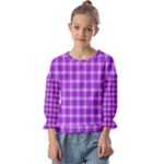 Purple Plaid Tartan 3 Kids  Cuff Sleeve Top