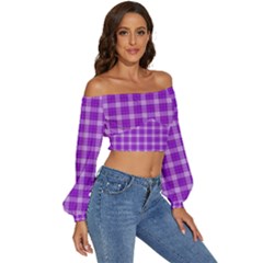 Long Sleeve Crinkled Weave Crop Top 