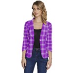 Purple Plaid Tartan 3 Women s One-Button 3/4 Sleeve Short Jacket