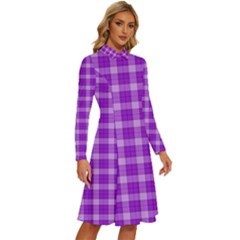 Long Sleeve Shirt Collar A-Line Dress 