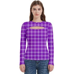 Purple Plaid Tartan 3 Women s Cut Out Long Sleeve T