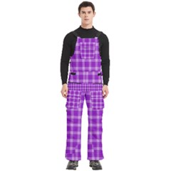 Purple Plaid Tartan 3 Men s Side Zip Front Pouch Ski And Snowboard Bib Pants	 from ArtsNow.com