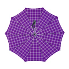 Purple Plaid Tartan 3 Automatic Folding Umbrella with Case (Large) from ArtsNow.com