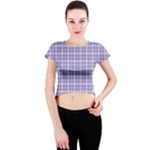 Purple Plaid Tartan 2 Crew Neck Crop Top