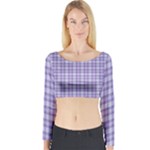 Purple Plaid Tartan 2 Long Sleeve Crop Top