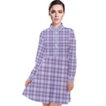 Purple Plaid Tartan 2 Long Sleeve Chiffon Shirt Dress