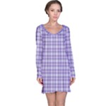 Purple Plaid Tartan 2 Long Sleeve Nightdress