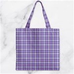 Purple Plaid Tartan 2 Zipper Grocery Tote Bag