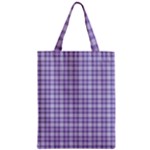 Purple Plaid Tartan 2 Zipper Classic Tote Bag